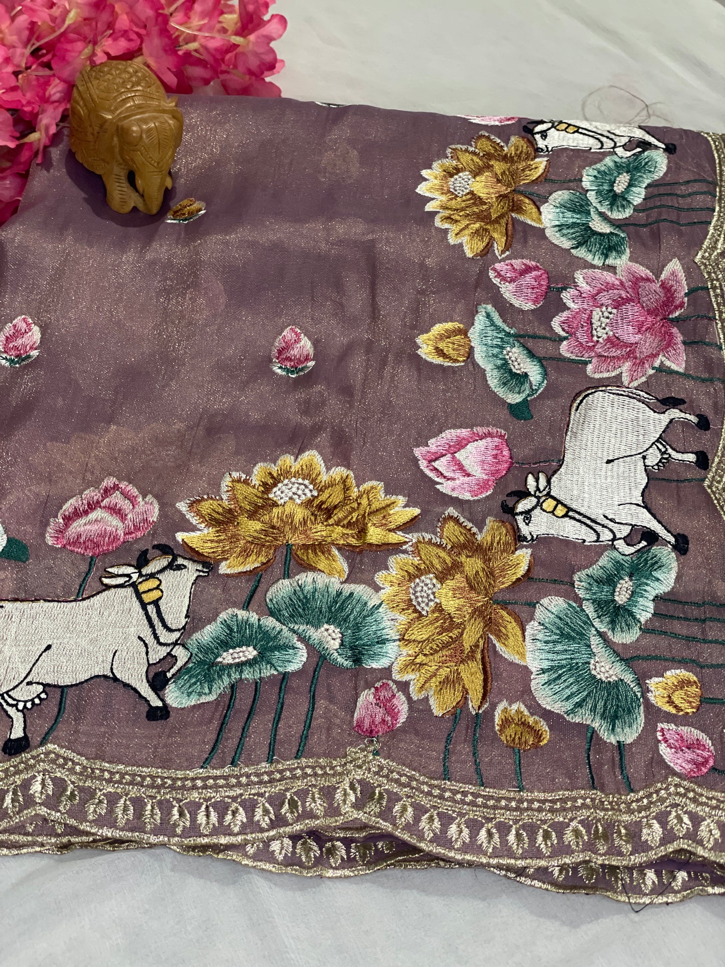 Pure Tissue Silk Embroidery Saree