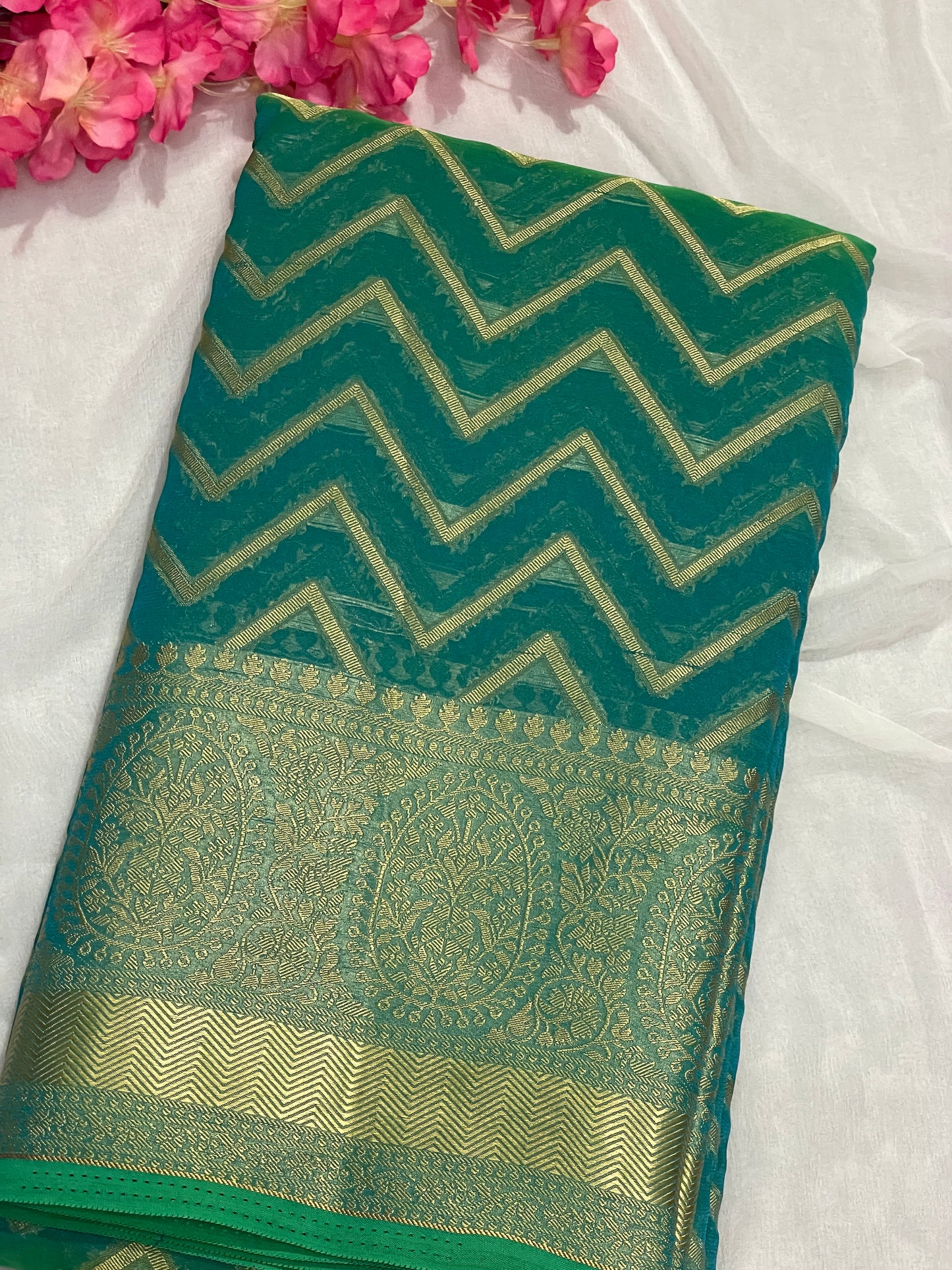 Blue Chiffon Fancy Saree with Rich Pallu