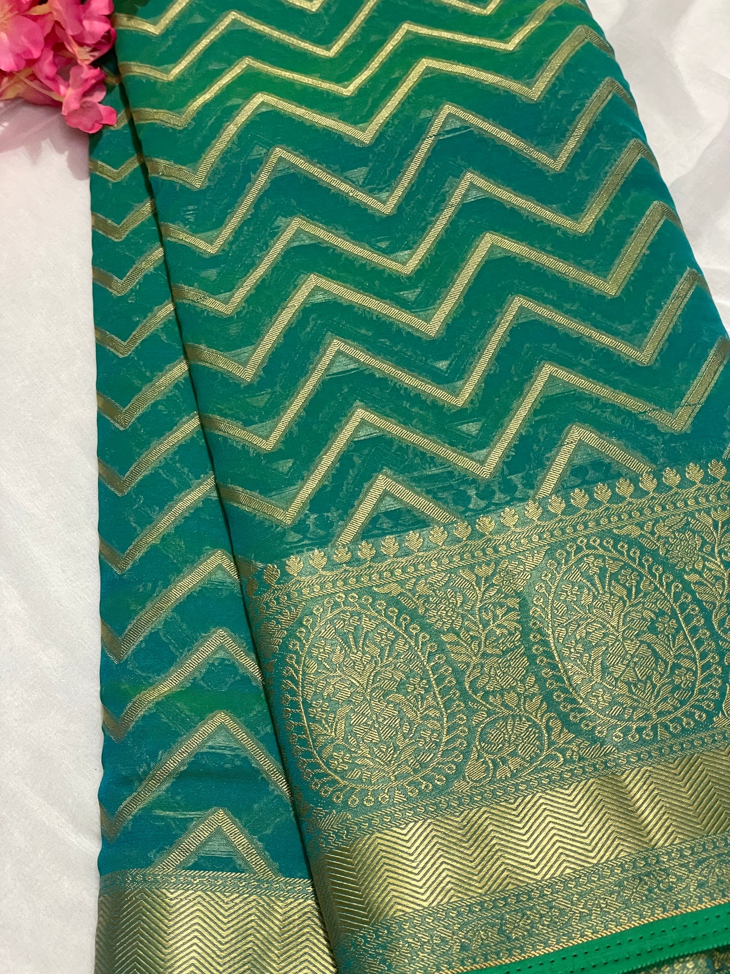 Blue Chiffon Fancy Saree with Rich Pallu