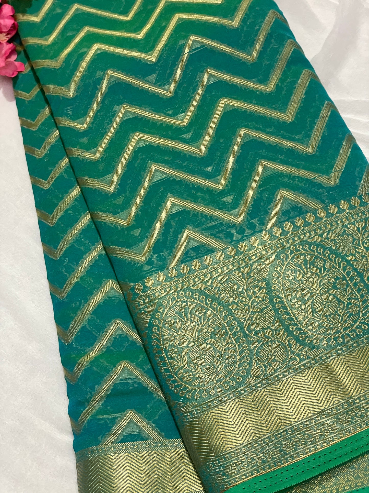 Blue Chiffon Fancy Saree with Rich Pallu