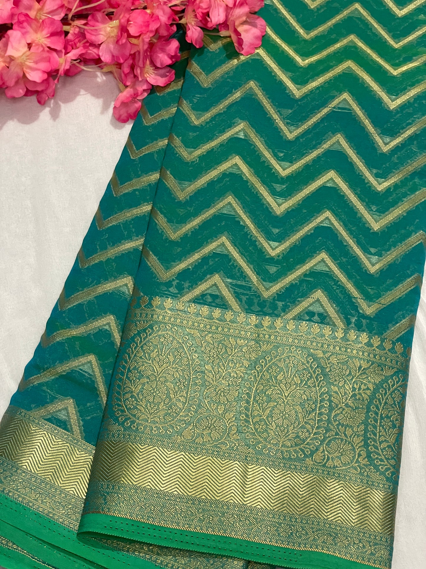 Blue Chiffon Fancy Saree with Rich Pallu