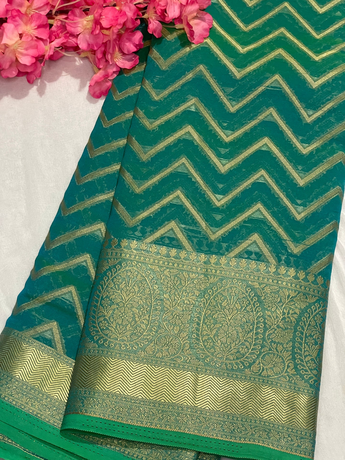 Blue Chiffon Fancy Saree with Rich Pallu