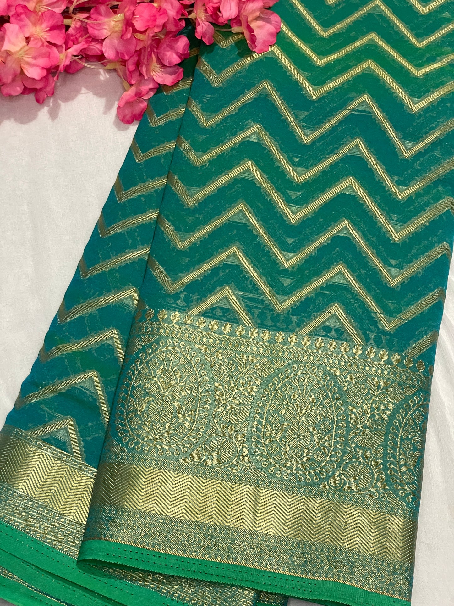 Blue Chiffon Fancy Saree with Rich Pallu