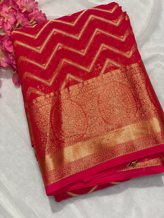 Chiffon Fancy Saree with Rich Pallu