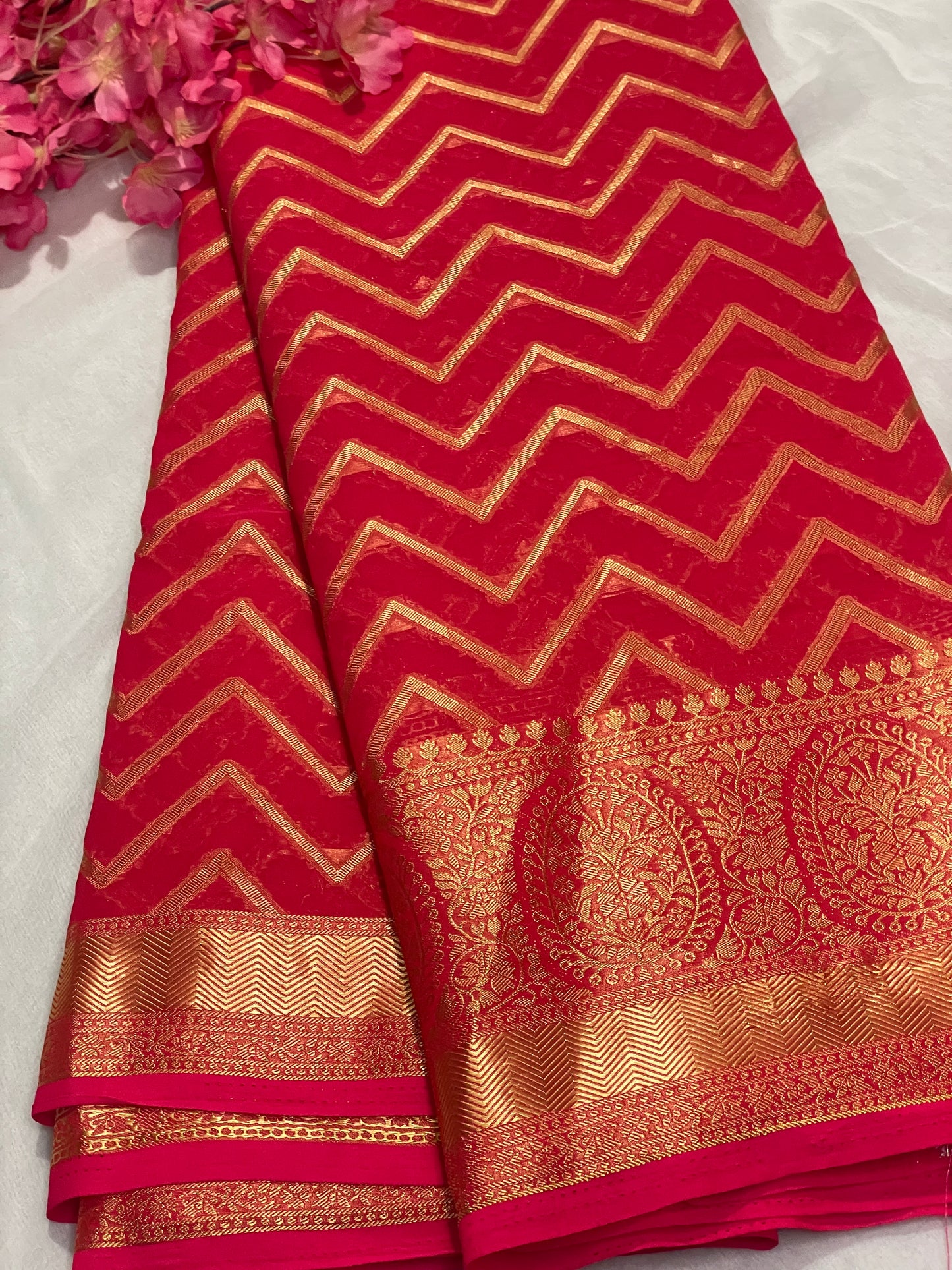 Chiffon Fancy Saree with Rich Pallu