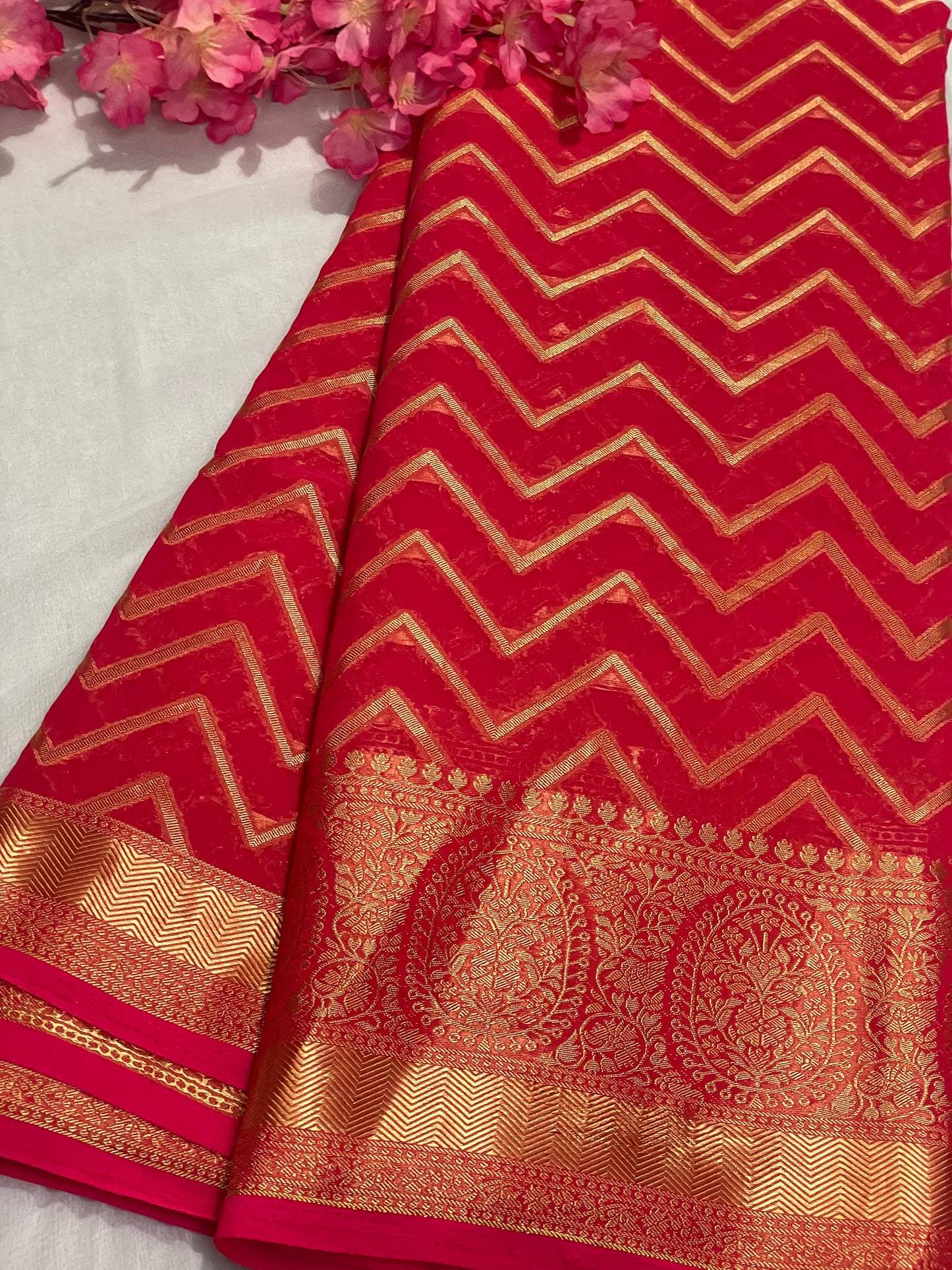 Chiffon Fancy Saree with Rich Pallu