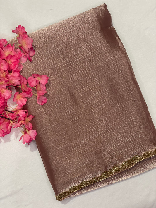 Beautiful Brown Space Silk Saree