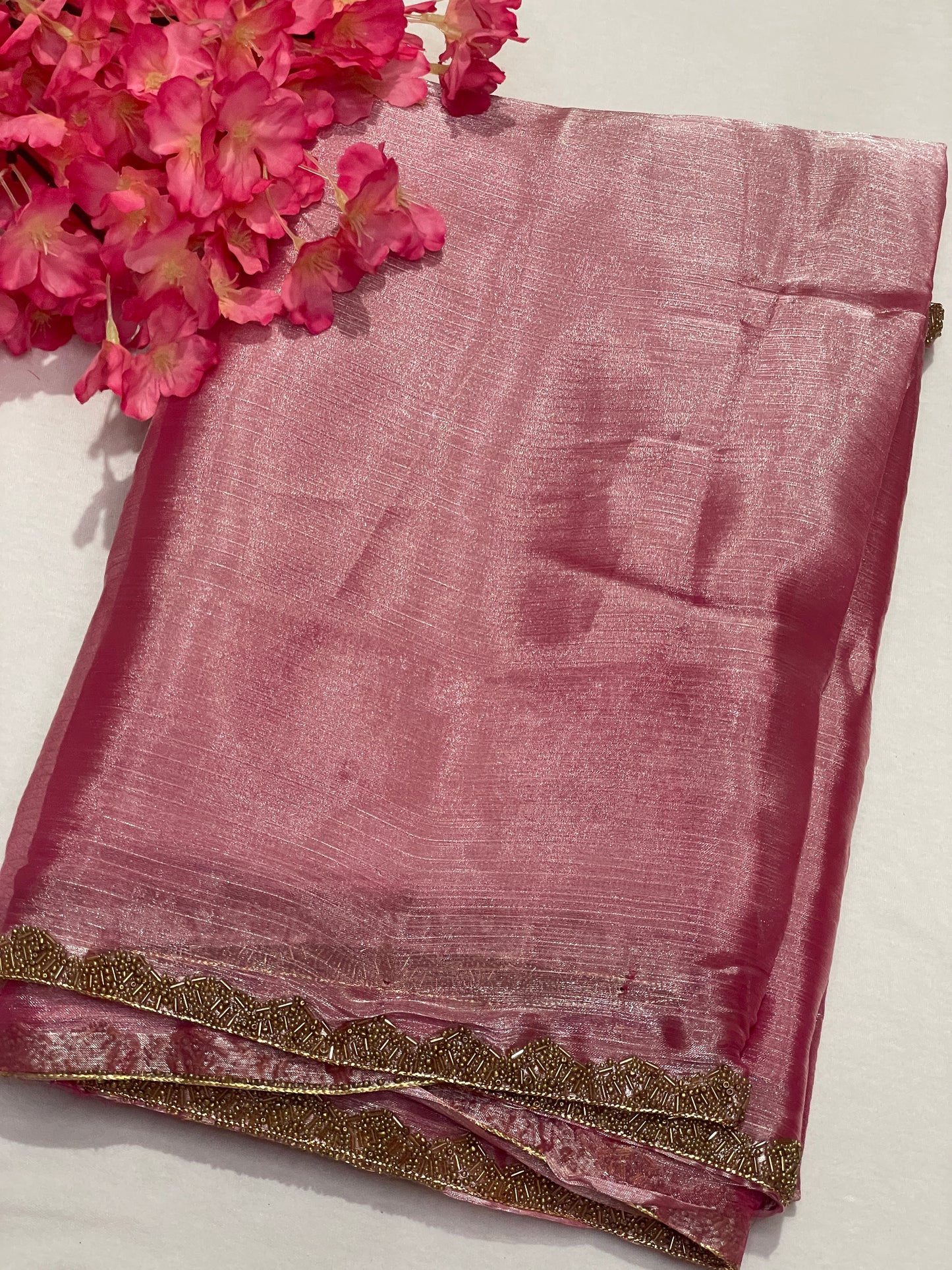 Baby Pink Space Silk Saree
