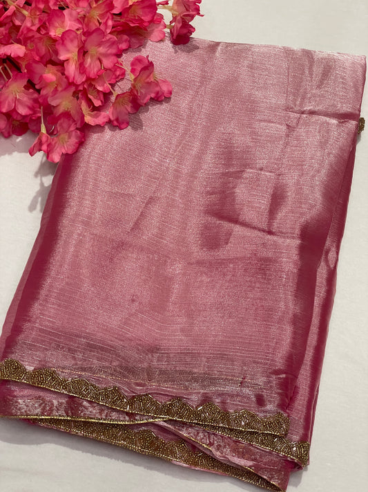Baby Pink Space Silk Saree
