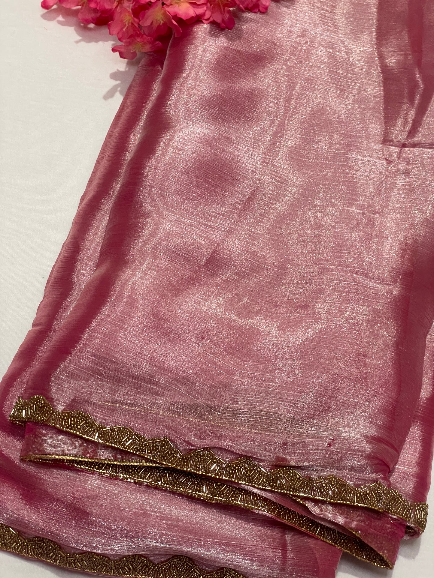 Baby Pink Space Silk Saree