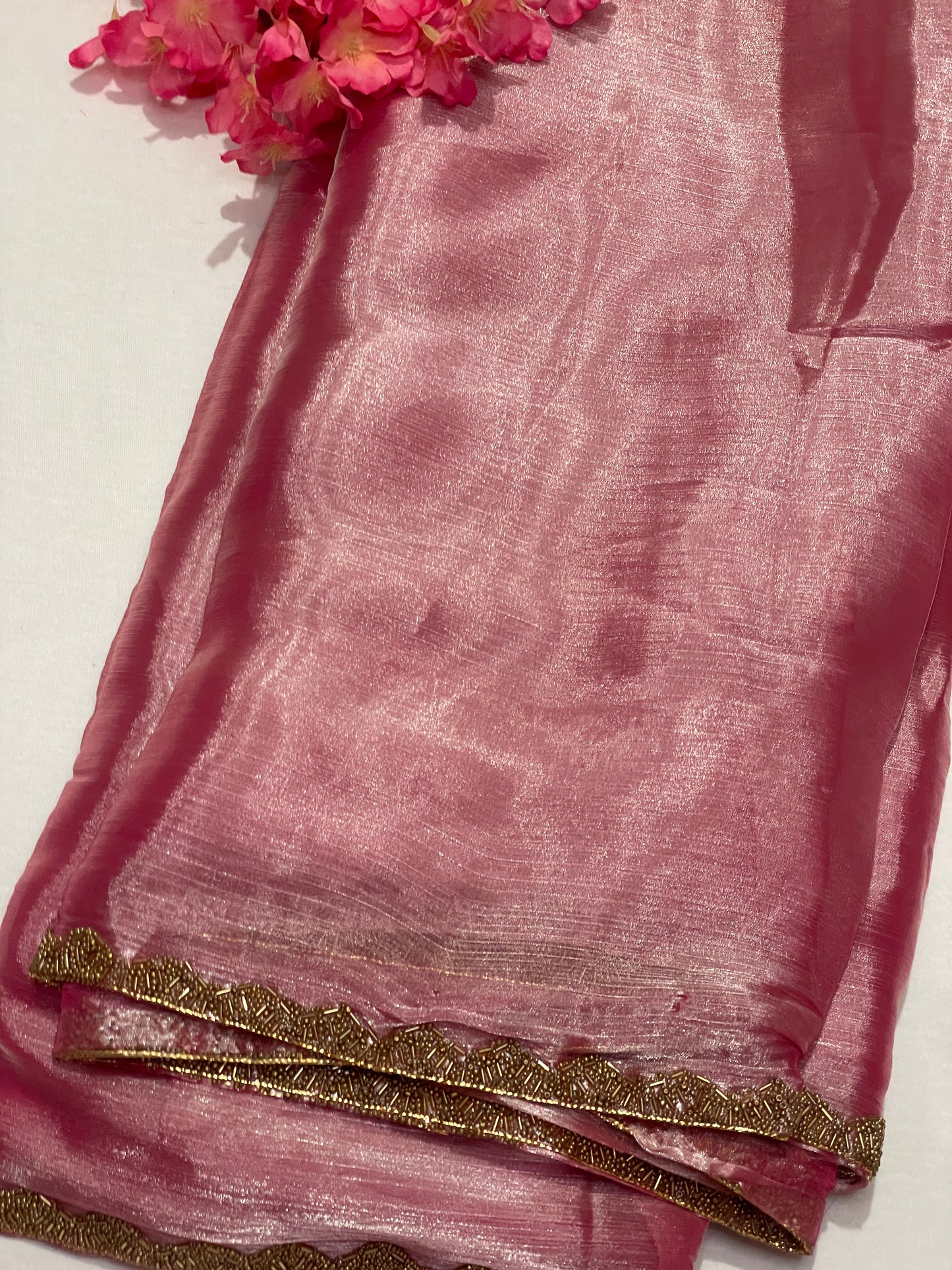Baby Pink Space Silk Saree
