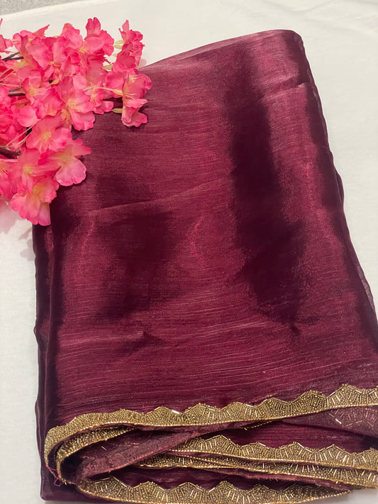 Maroon Jimmy Choo Premium Quality Saree