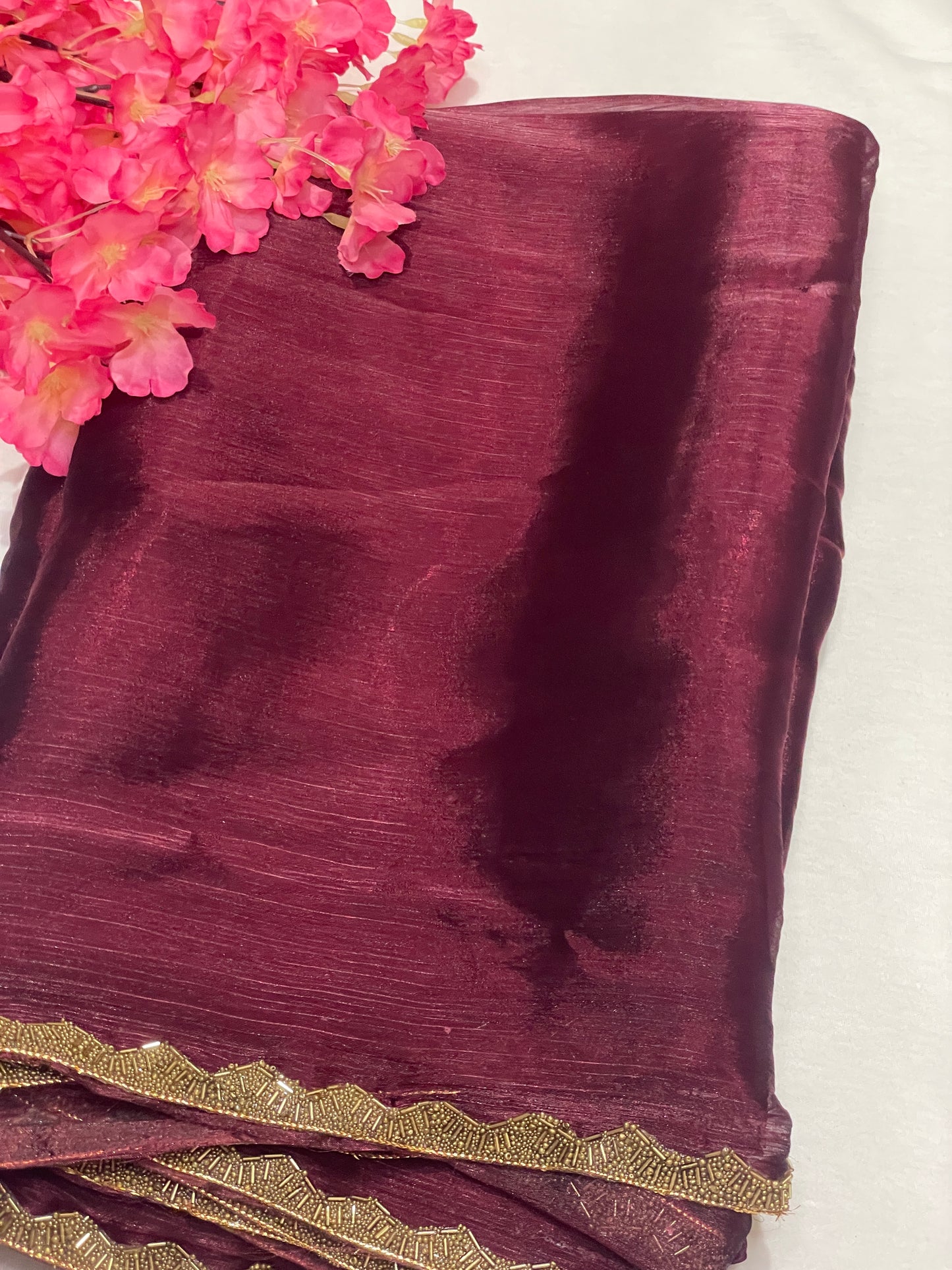 Maroon Jimmy Choo Premium Quality Saree