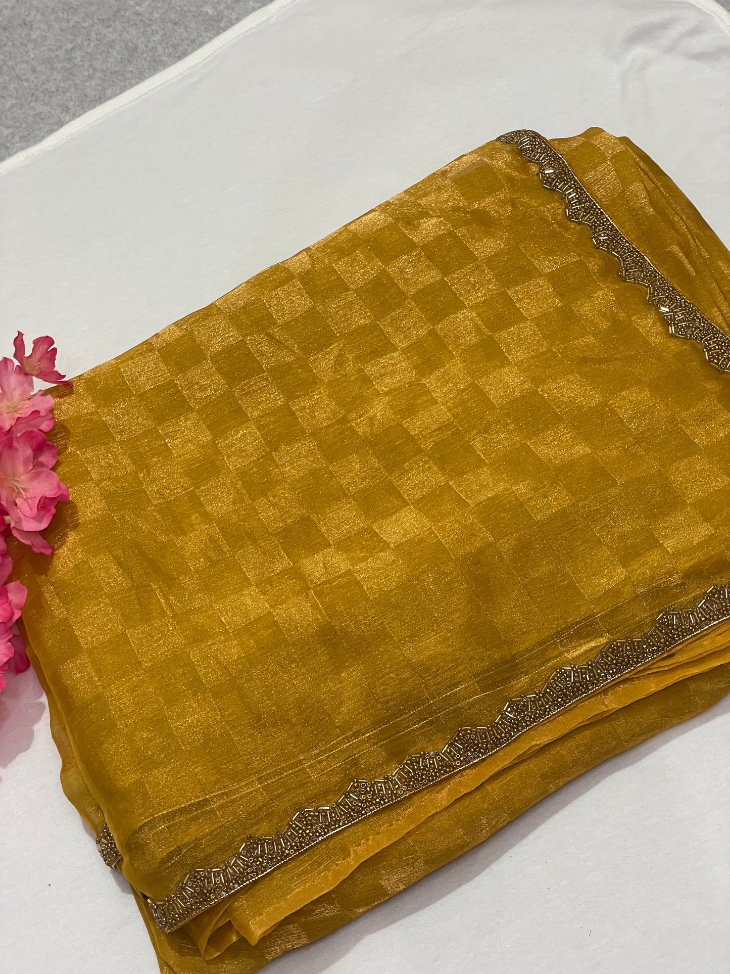 Premium Georget Mustered Designer Saree