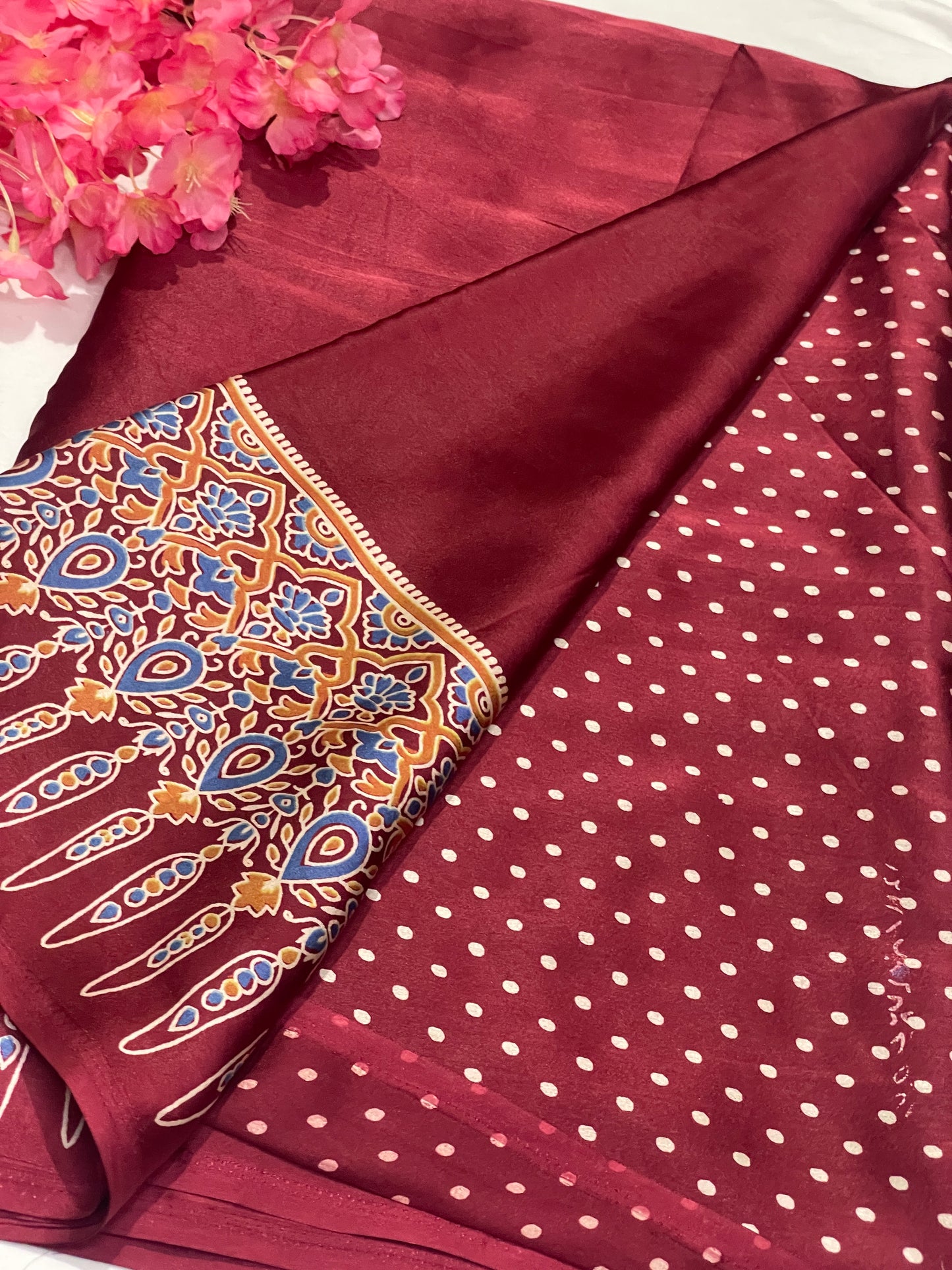 Ajrak Satin Modal Saree
