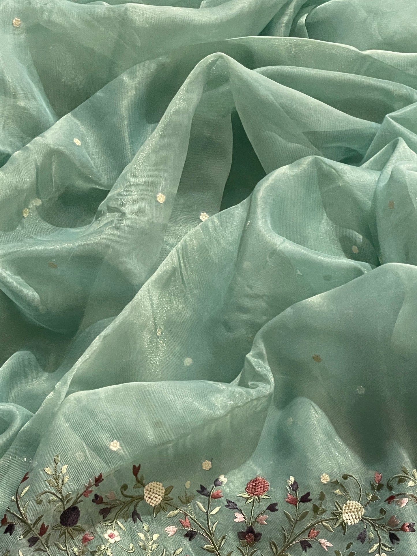 Lenin Tissue Lite weight Embroidery Saree