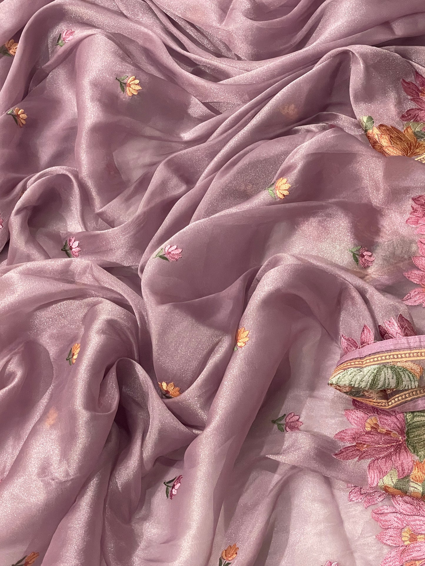 Pure Tissue Silk Lotus Embroidery Saree