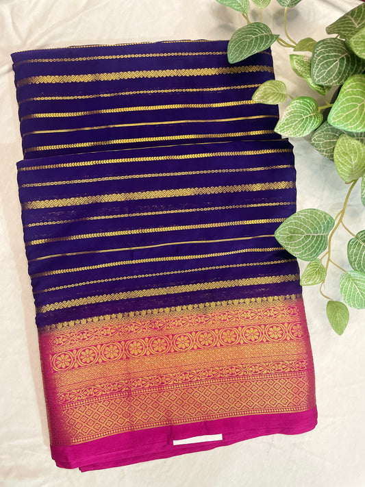 Mysore Semi Crape Saree Blue