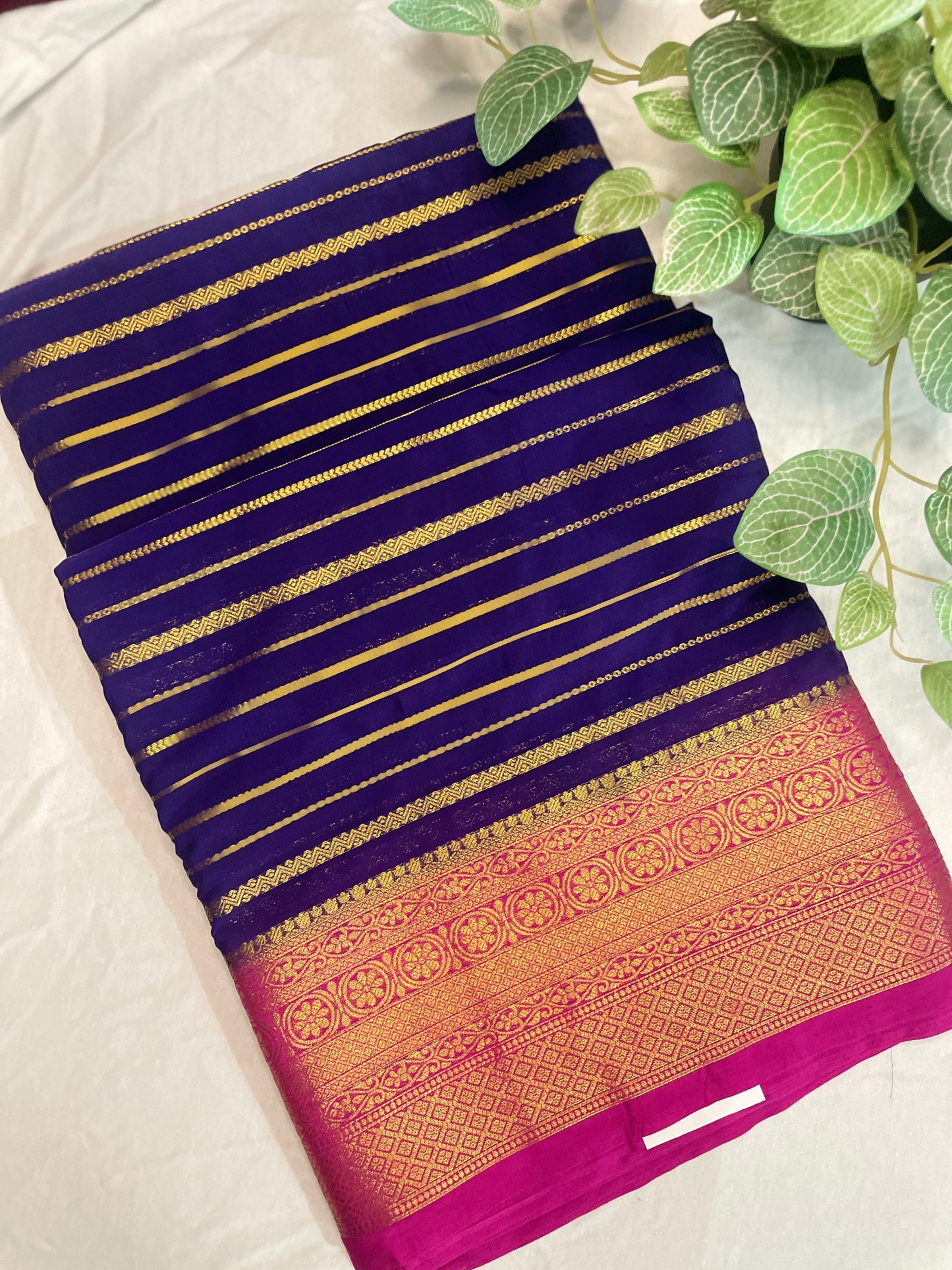 Mysore Semi Crape Saree Blue