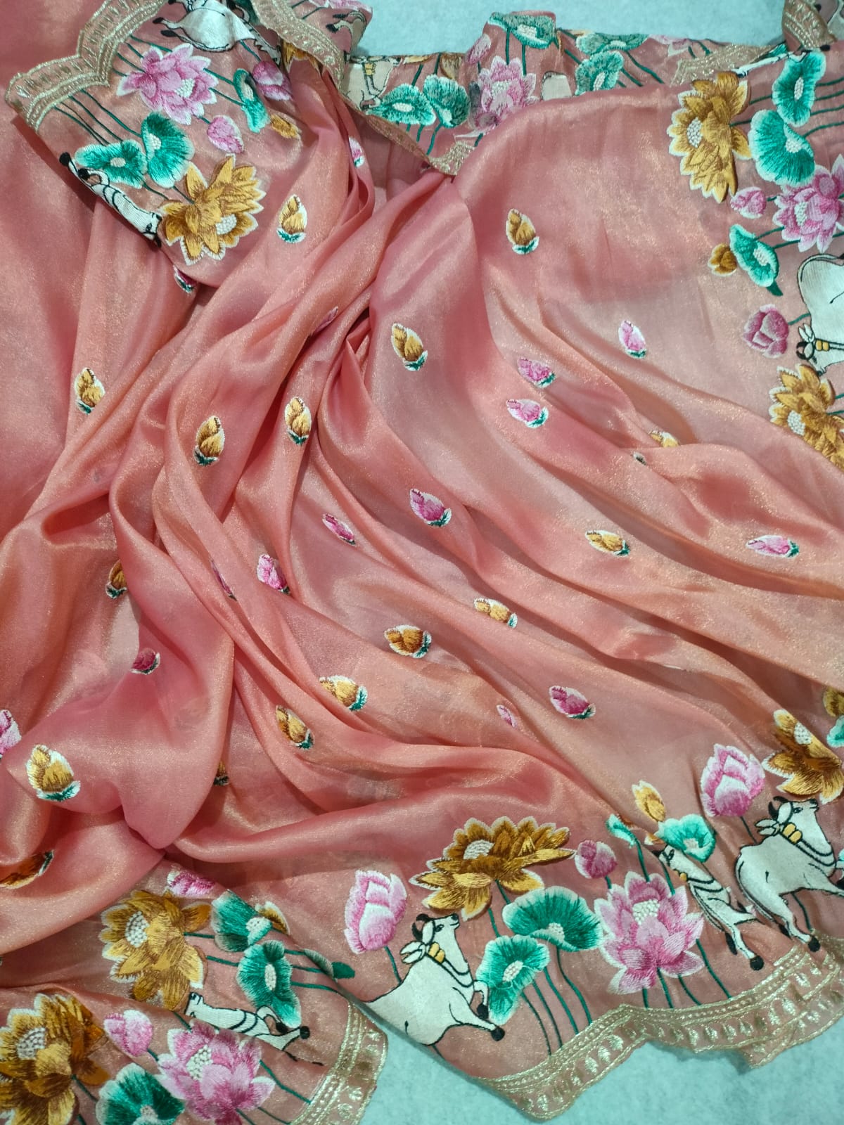 Pure Tissue Silk Embroidery Saree