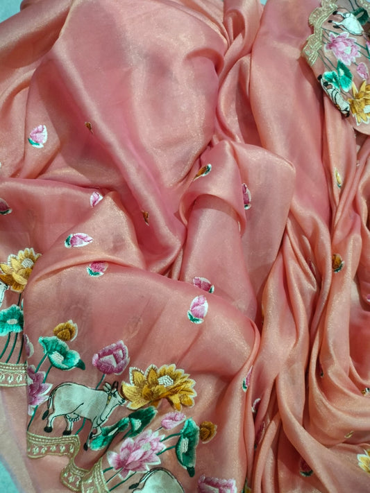 Pure Tissue Silk Embroidery Saree