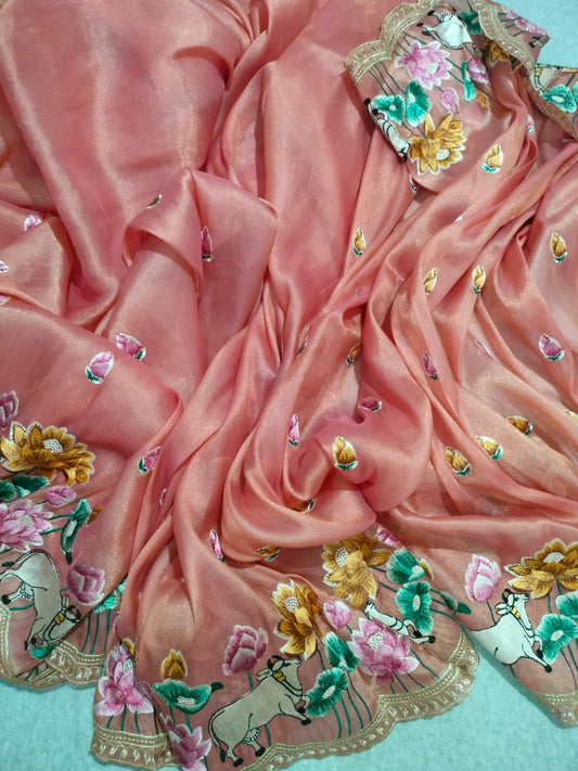 Pure Tissue Silk Embroidery Saree