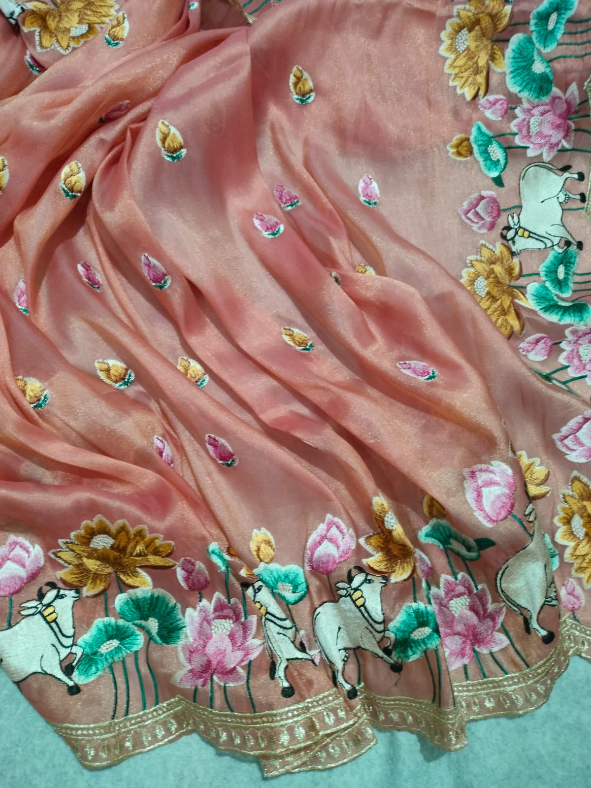 Pure Tissue Silk Embroidery Saree